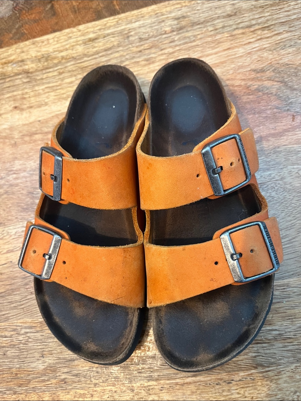 Birkenstock Orange Leather Arizonas